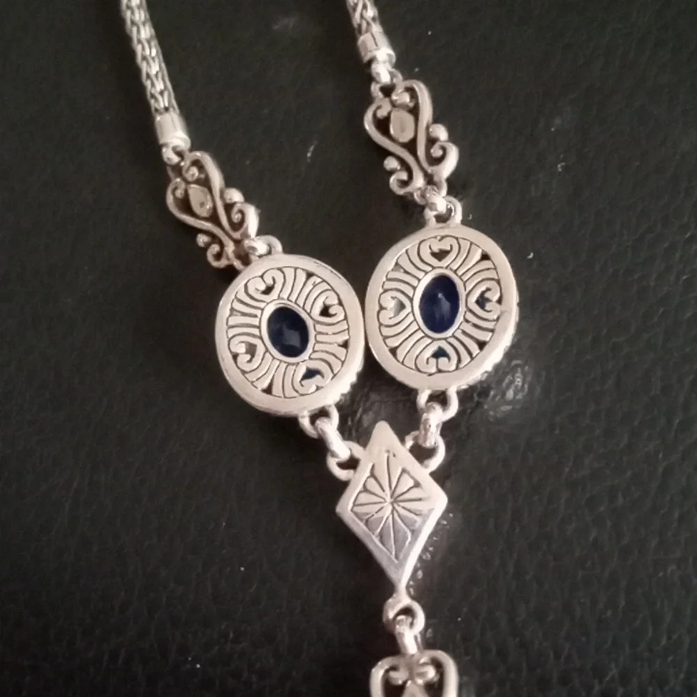 BALI LEGACY STERLING SILVER AND 18k GOLD CARIBBEAN BLUE QUARTZ Y-NECKLACE - Picture 7 of 9